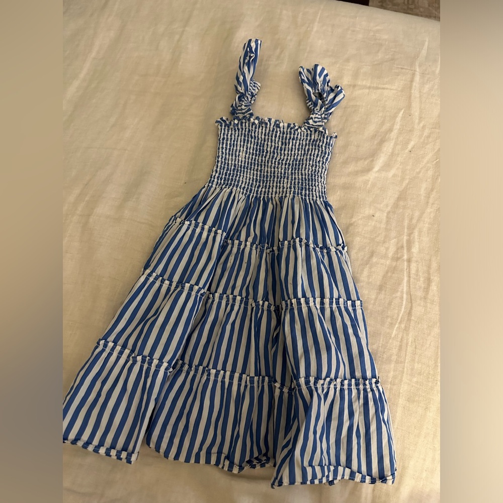 Hill House Nap Dress - blue and white stripe kids